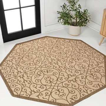 Madrid Vintage Filigree Textured Weave Indoor/outdoor Octagon Rug